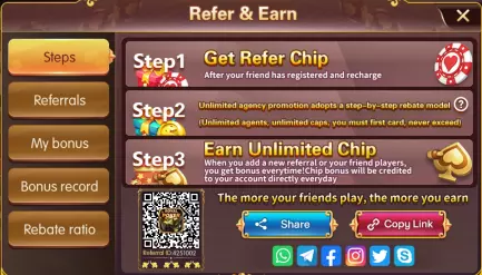 royal poker rummy referral bonus 